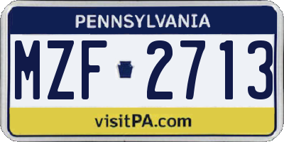 PA license plate MZF2713