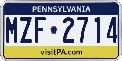 PA license plate MZF2714