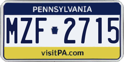 PA license plate MZF2715
