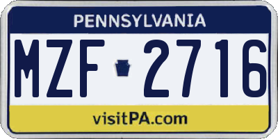 PA license plate MZF2716