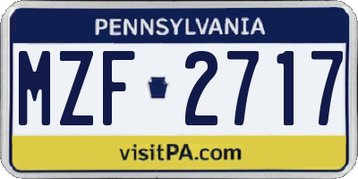 PA license plate MZF2717