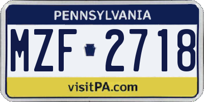 PA license plate MZF2718