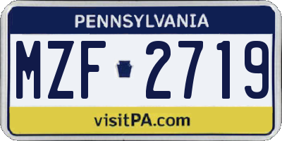 PA license plate MZF2719