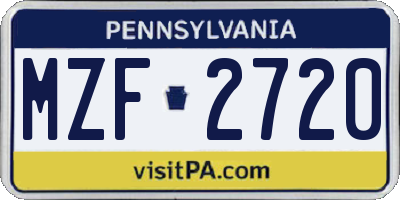 PA license plate MZF2720