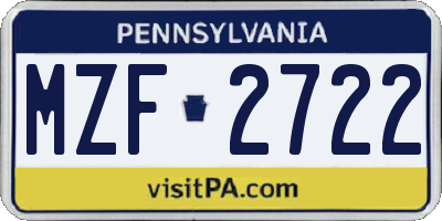 PA license plate MZF2722