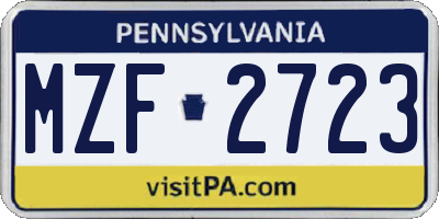 PA license plate MZF2723