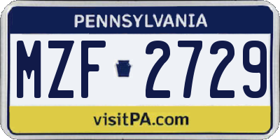 PA license plate MZF2729