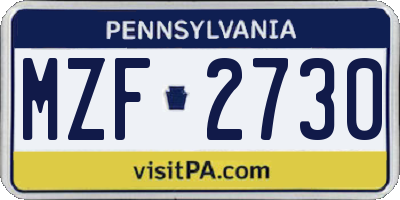PA license plate MZF2730