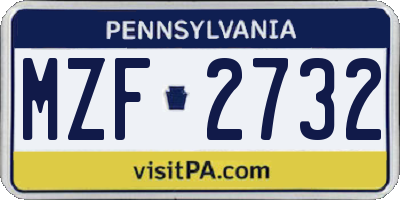 PA license plate MZF2732