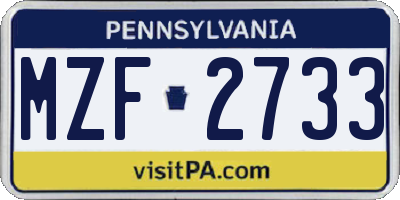 PA license plate MZF2733