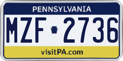 PA license plate MZF2736