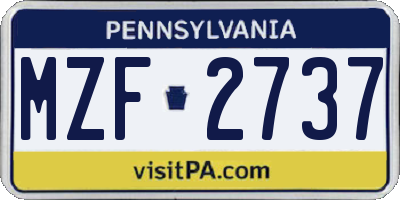 PA license plate MZF2737