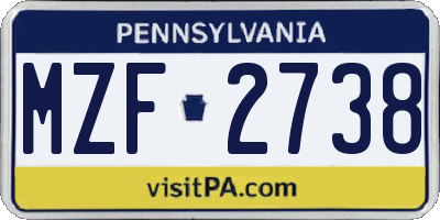 PA license plate MZF2738