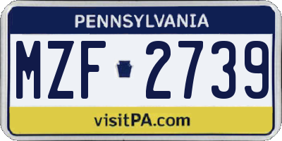 PA license plate MZF2739