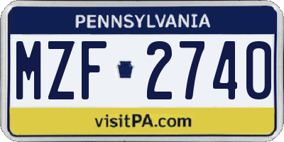 PA license plate MZF2740