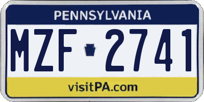 PA license plate MZF2741