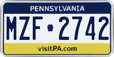 PA license plate MZF2742