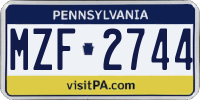 PA license plate MZF2744