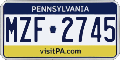 PA license plate MZF2745