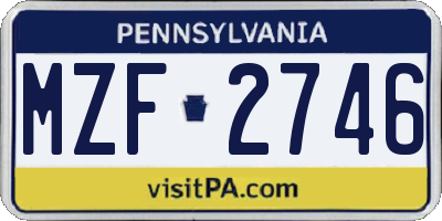 PA license plate MZF2746