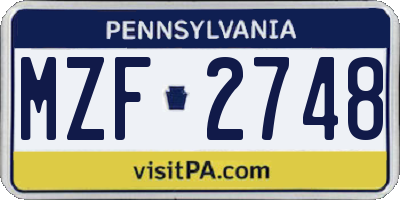 PA license plate MZF2748
