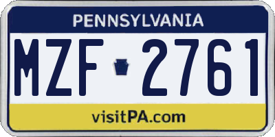 PA license plate MZF2761