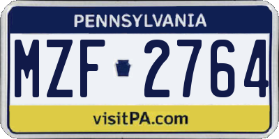 PA license plate MZF2764