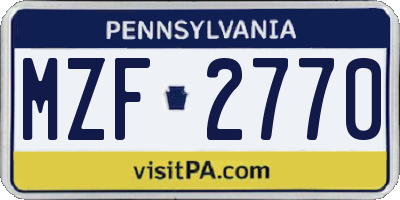 PA license plate MZF2770