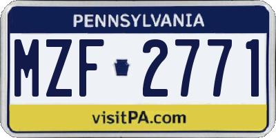 PA license plate MZF2771