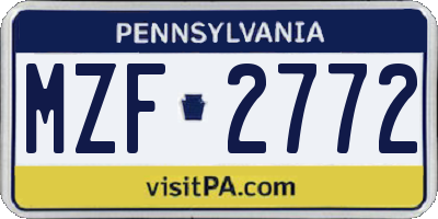 PA license plate MZF2772