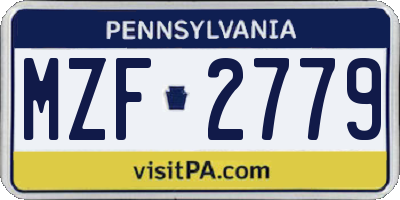 PA license plate MZF2779