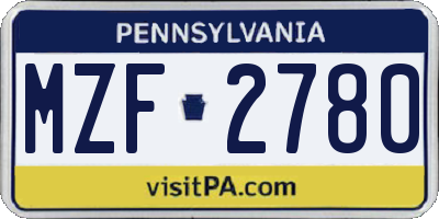 PA license plate MZF2780