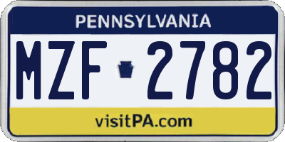 PA license plate MZF2782
