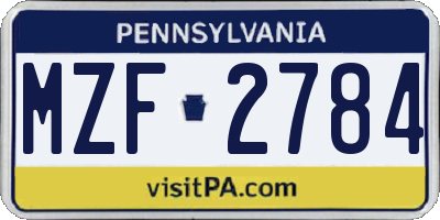 PA license plate MZF2784