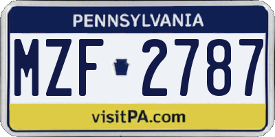 PA license plate MZF2787