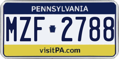 PA license plate MZF2788