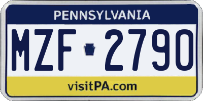 PA license plate MZF2790