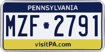 PA license plate MZF2791