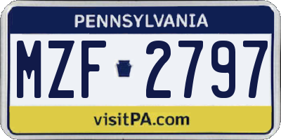 PA license plate MZF2797