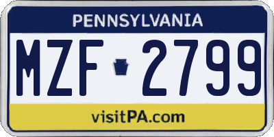 PA license plate MZF2799