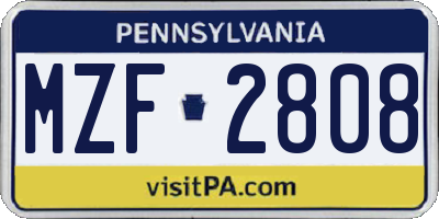 PA license plate MZF2808
