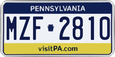 PA license plate MZF2810