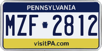 PA license plate MZF2812