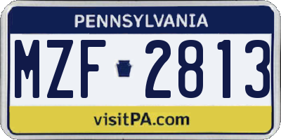 PA license plate MZF2813