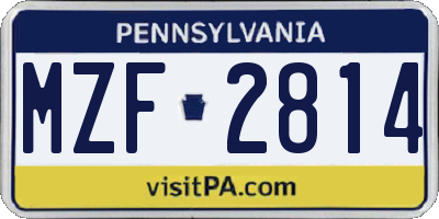 PA license plate MZF2814