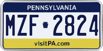 PA license plate MZF2824