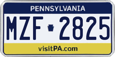 PA license plate MZF2825