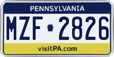 PA license plate MZF2826