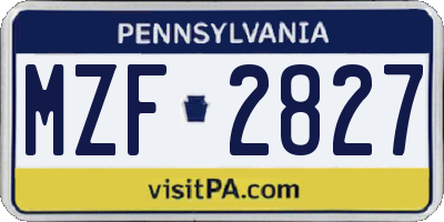 PA license plate MZF2827