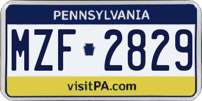 PA license plate MZF2829